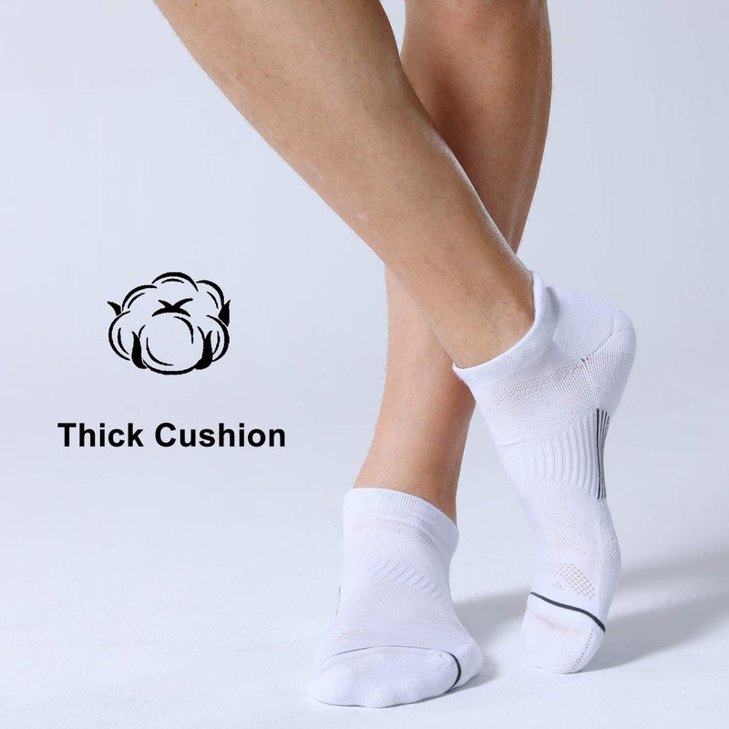 FITRELL 6 Pack Men's Ankle Running Socks Low Cut Cushioned Athletic Sports Socks, Shoe Size 12-15, White+Gray - Image 5